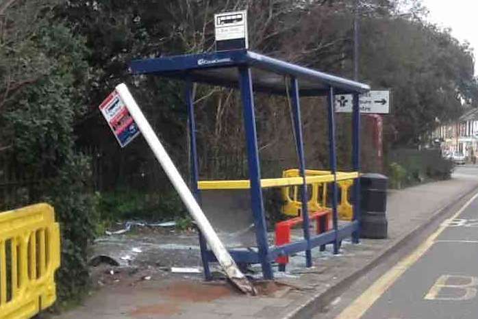 Bus shelter near the Leather Bottle pub had to be removed after another crash