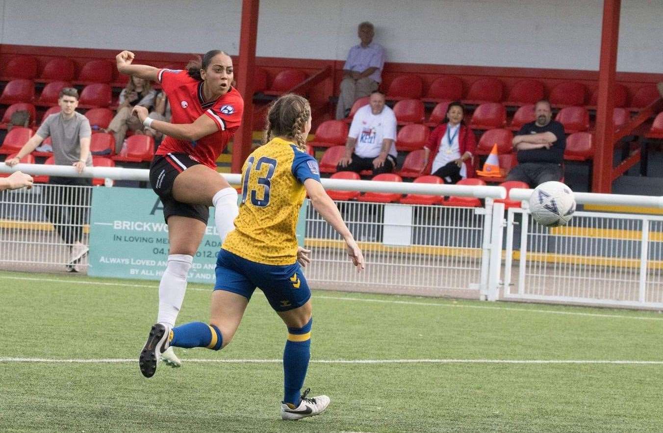Breon Grant scores for Chatham Town Women against Hashtag United Picture: Allen Hollands
