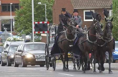 The funeral procession making its way through the town centre. Picture: BARRY CRAYFORD
