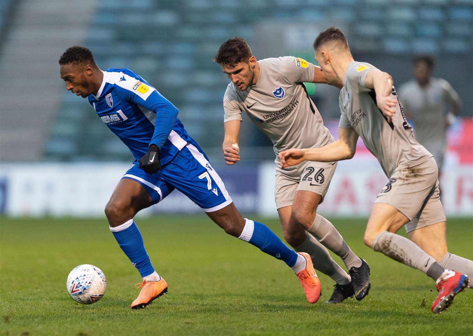 Brandon Hanlan on the attack for the Gills against Portsmouth Picture: Ady Kerry