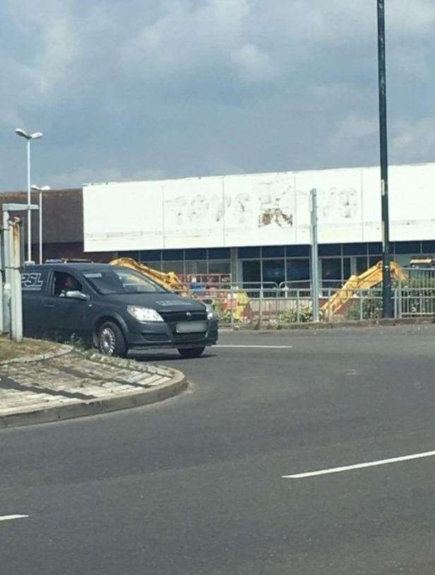The Toys R Us sign as been removed at the Horsted Retail Park Store (11123597)