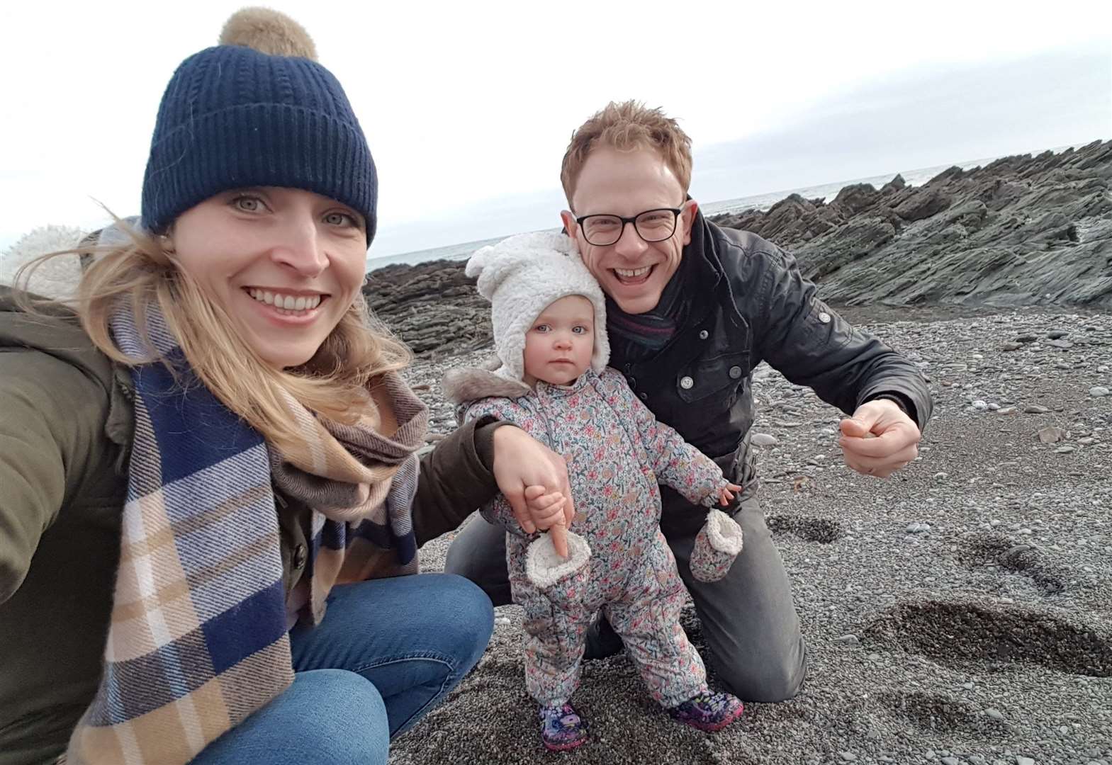 Lloyd Hollett with wife Danielle and two-year-old daughter Ottillie during lockdown