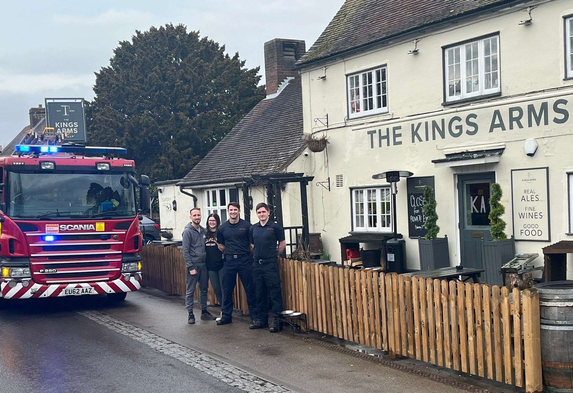 Owners of The Kings Arm in Offham, West Malling, were praised by Kent Fire and Rescue Service. Picture: KFRS