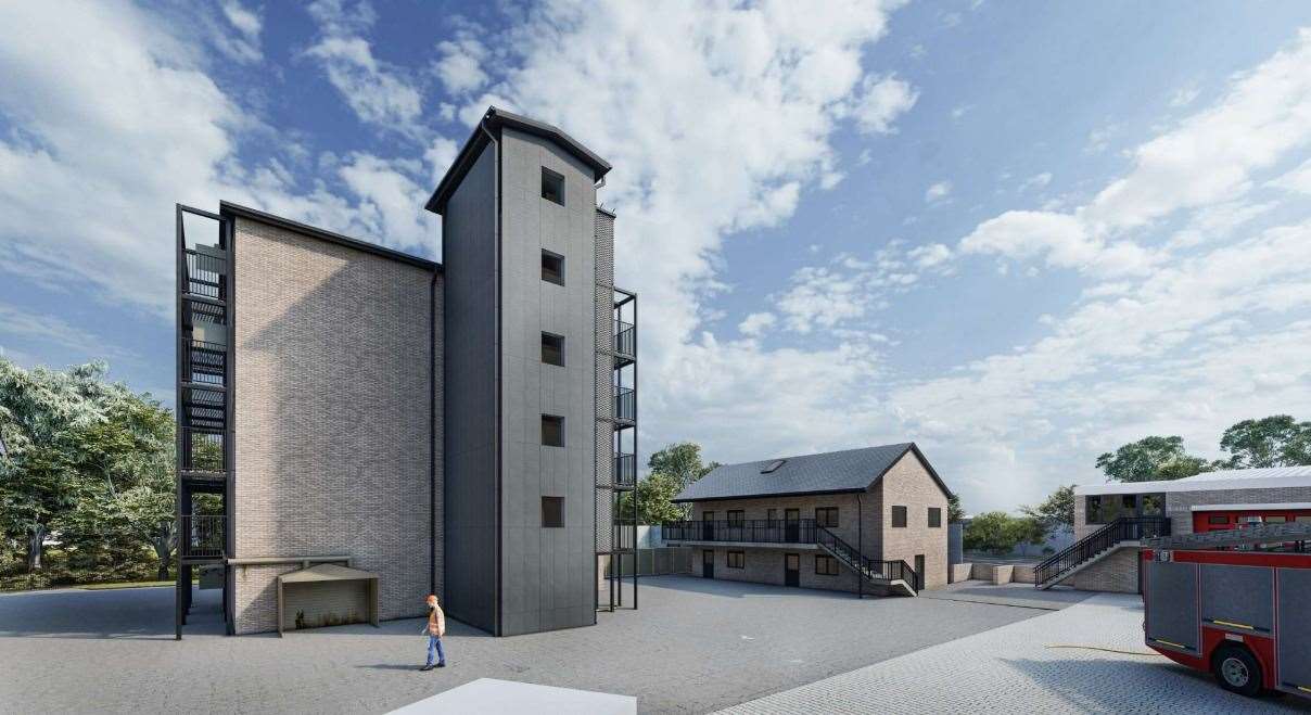 How the new training centre at Ashford fire station in Henwood could look if Kent Fire and Rescue Service (KFRS) plans are approved. Picture: Bond Bryan / KFRS