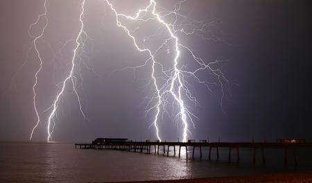 Lightning, seen here over Deal Pier, is one of the inspirations for baby names in Kent
