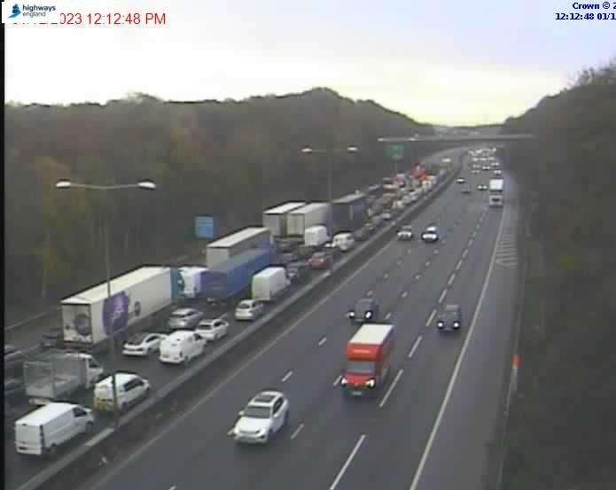 Queues on the A2 coastbound near Bluewater. Picture: National Highways