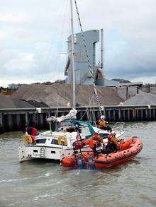 Lifeboat tows stricken Nepeta back to shore.