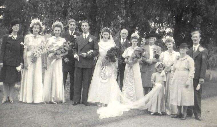 Lawrence’s wedding day in 1945 where he married Ivy Hayward. Picture: Lawrence Harbutt