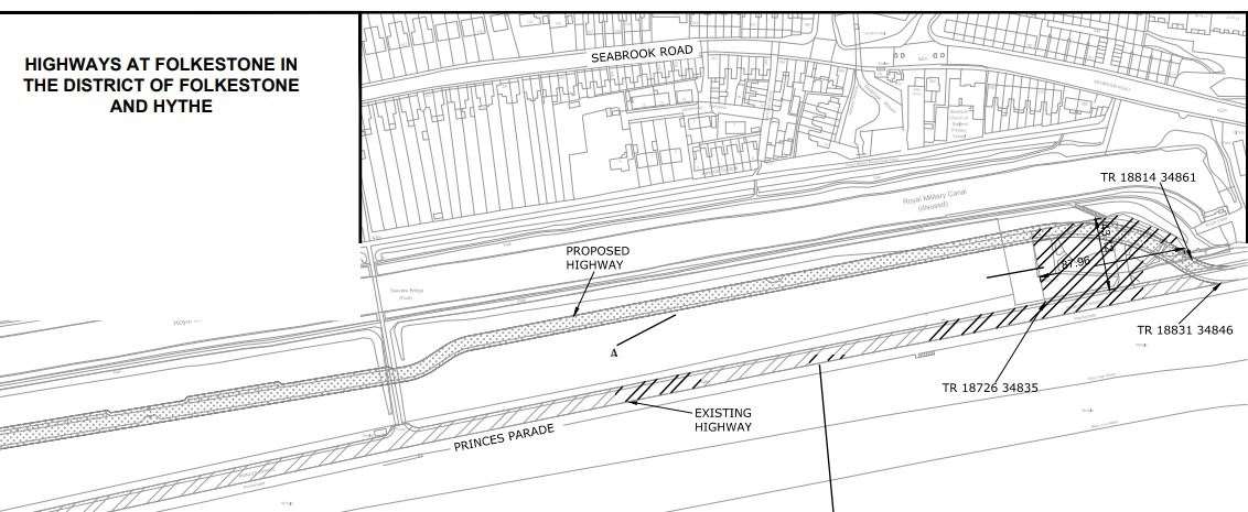 Picture shows the relocation plans for Princes Parade road
