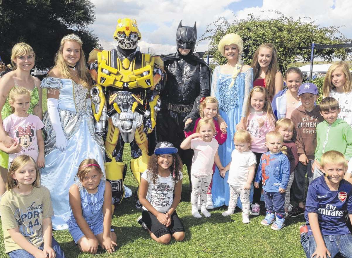 Children and superheroes at the Sheppey Matters' birthday bash
