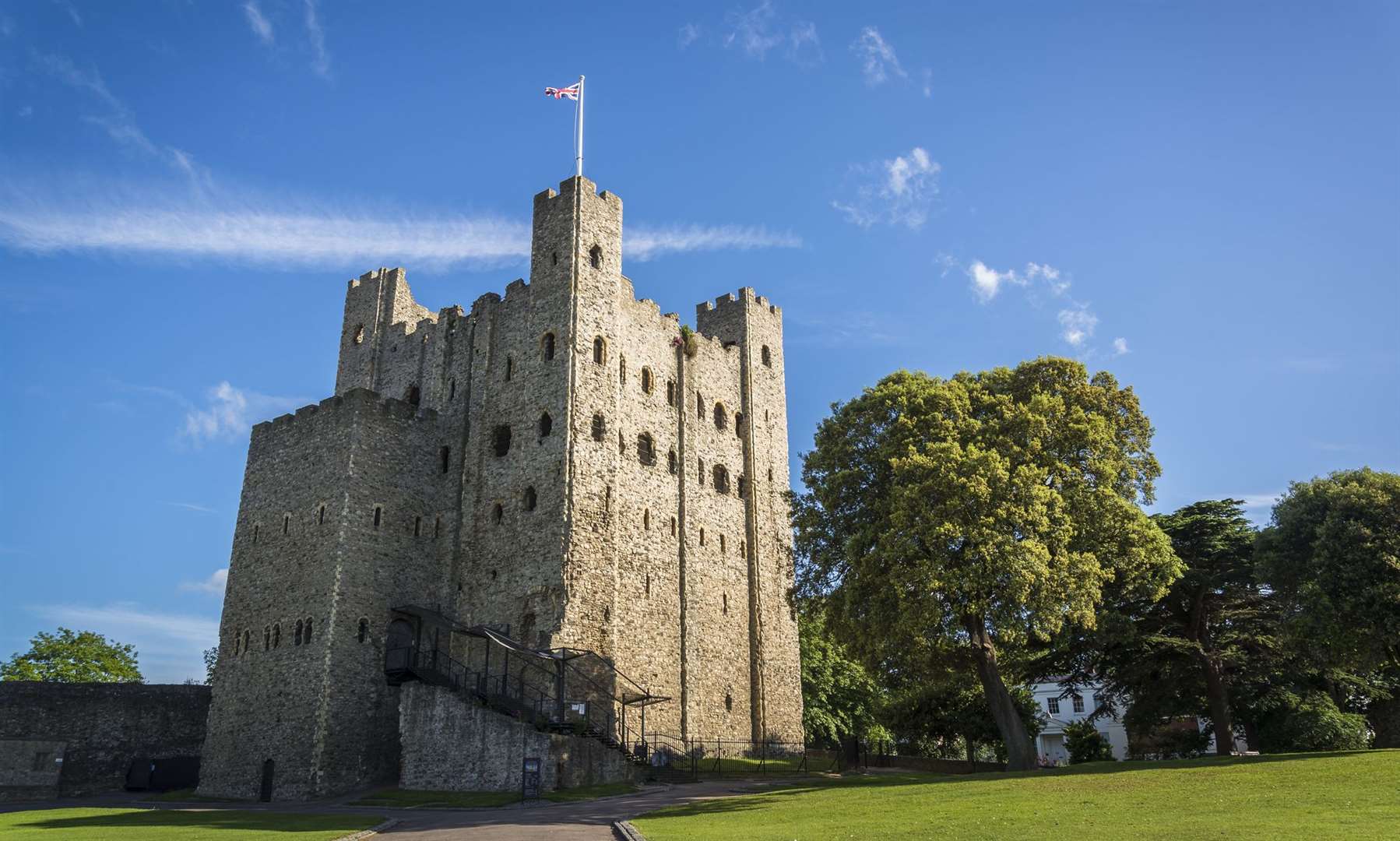 Rochester Castle - the 12th-century keep or stone tower is one of the best preserved in England