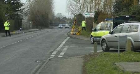 Police at the scene of the collision. Picture: GRANT FALVEY