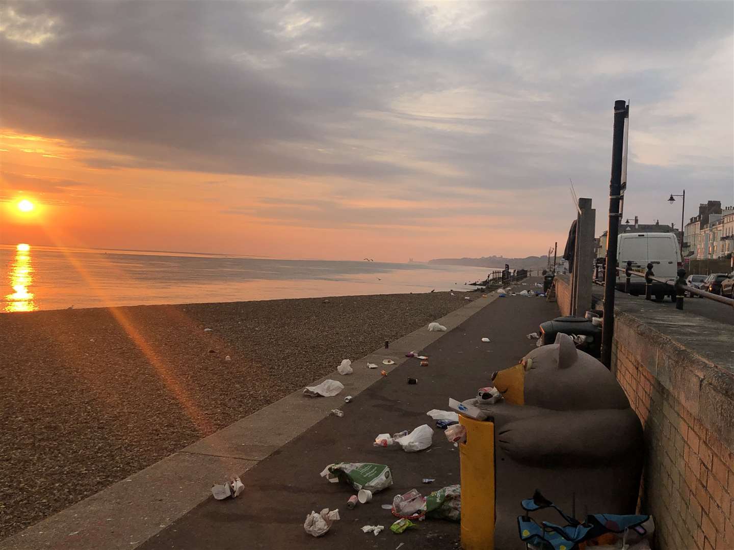 The seafront in Herne Bay was full of rubbish Photo: Jack Newbury