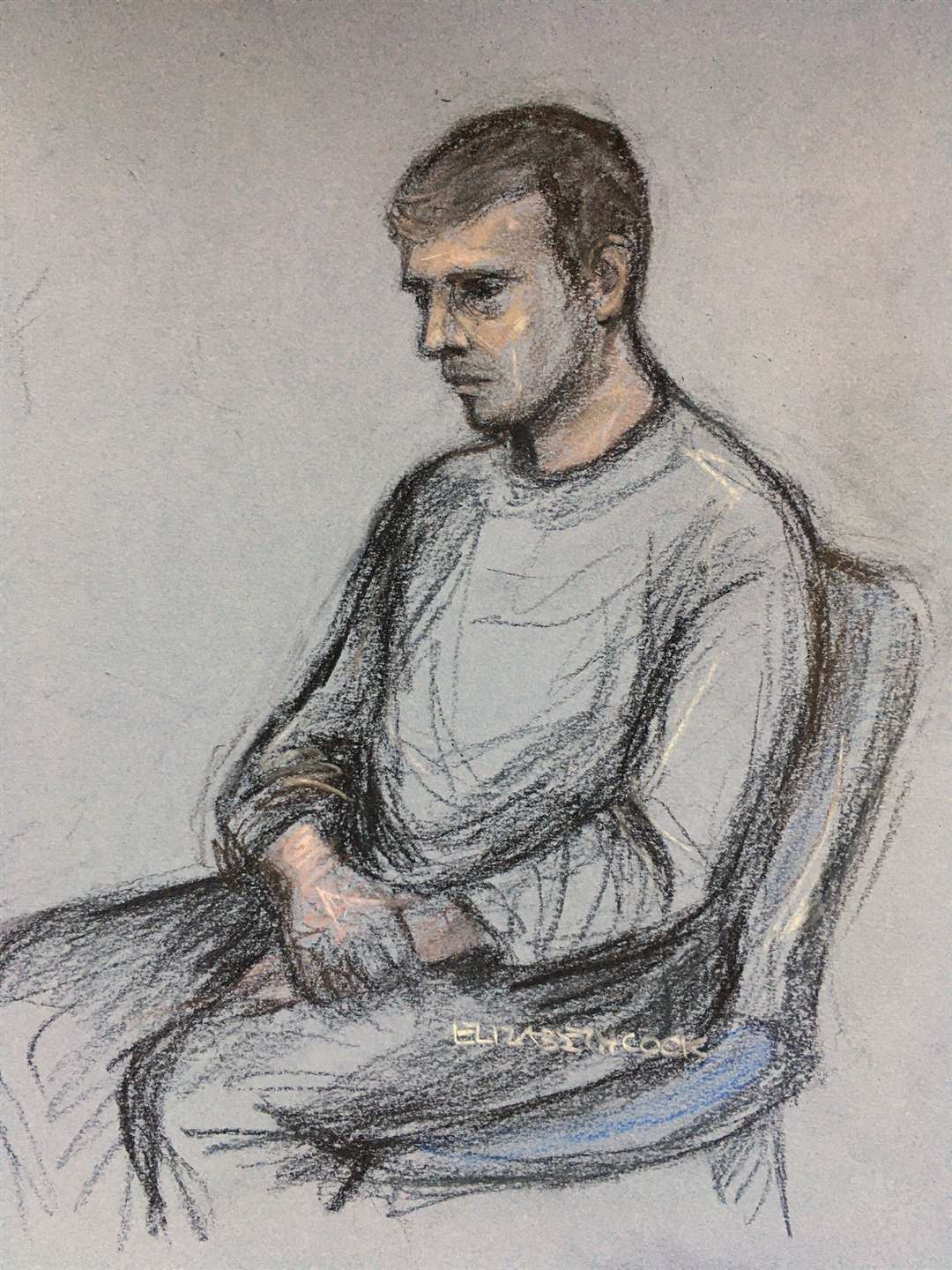 Court artist’s sketch of Jack Sepple in the dock in an earlier hearing at Colchester Magistrates’ Court (Elizabeth Cook/PA)