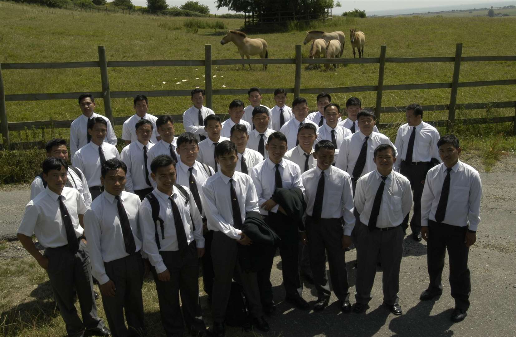 In July 2003, the Royal Gurkha Rifles who helped build the chalk white horse at Folkestone visited the Przewalski horses at Port Lympne, which helped inspire the landmark