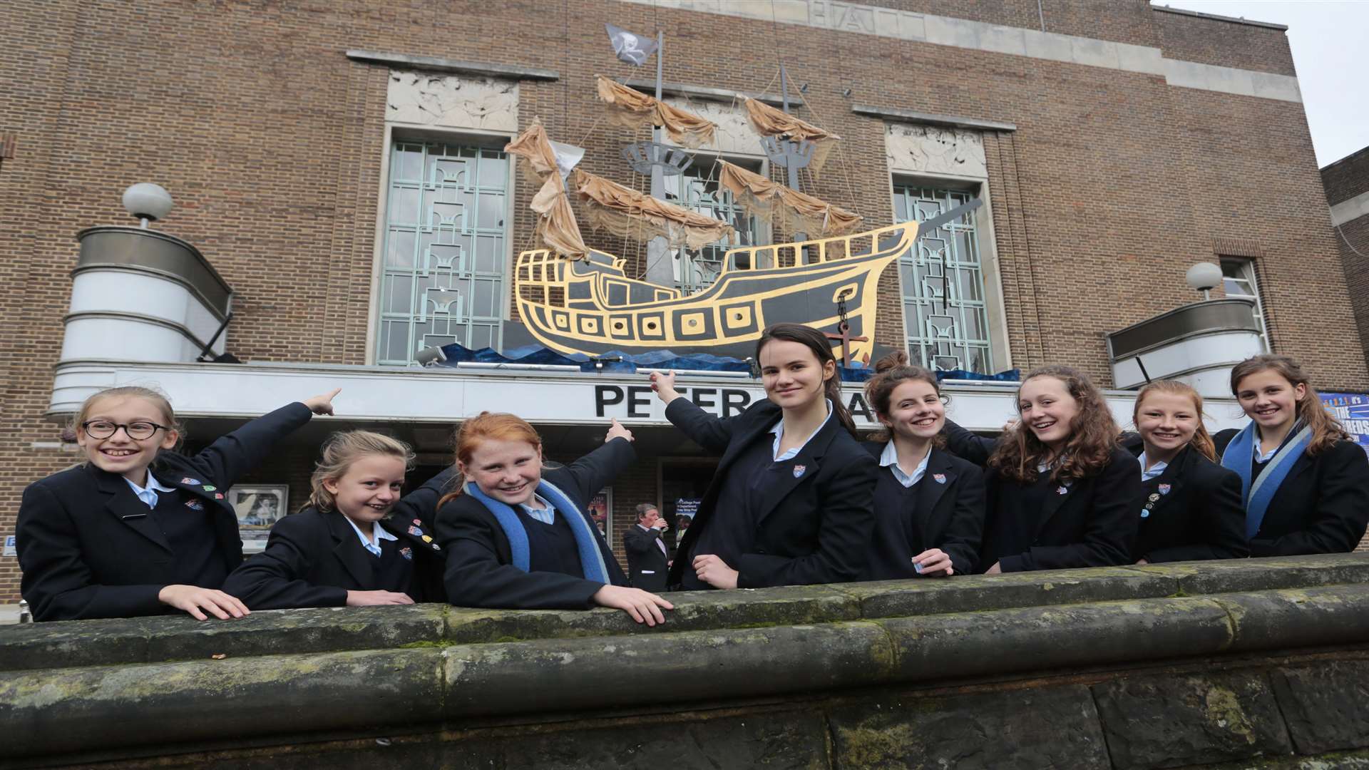 Pupils outside the Assembly Hall Theatre after the unveiling