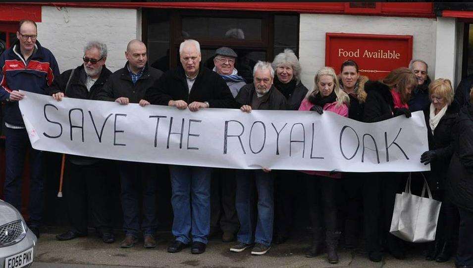 Campaigners outside the Royal Oak in Cooling Road, Frindsbury. Picture: Joe O'Donnell