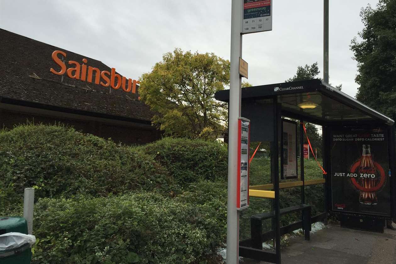 A stop outside Sainsbury's in Aylesford was damaged.