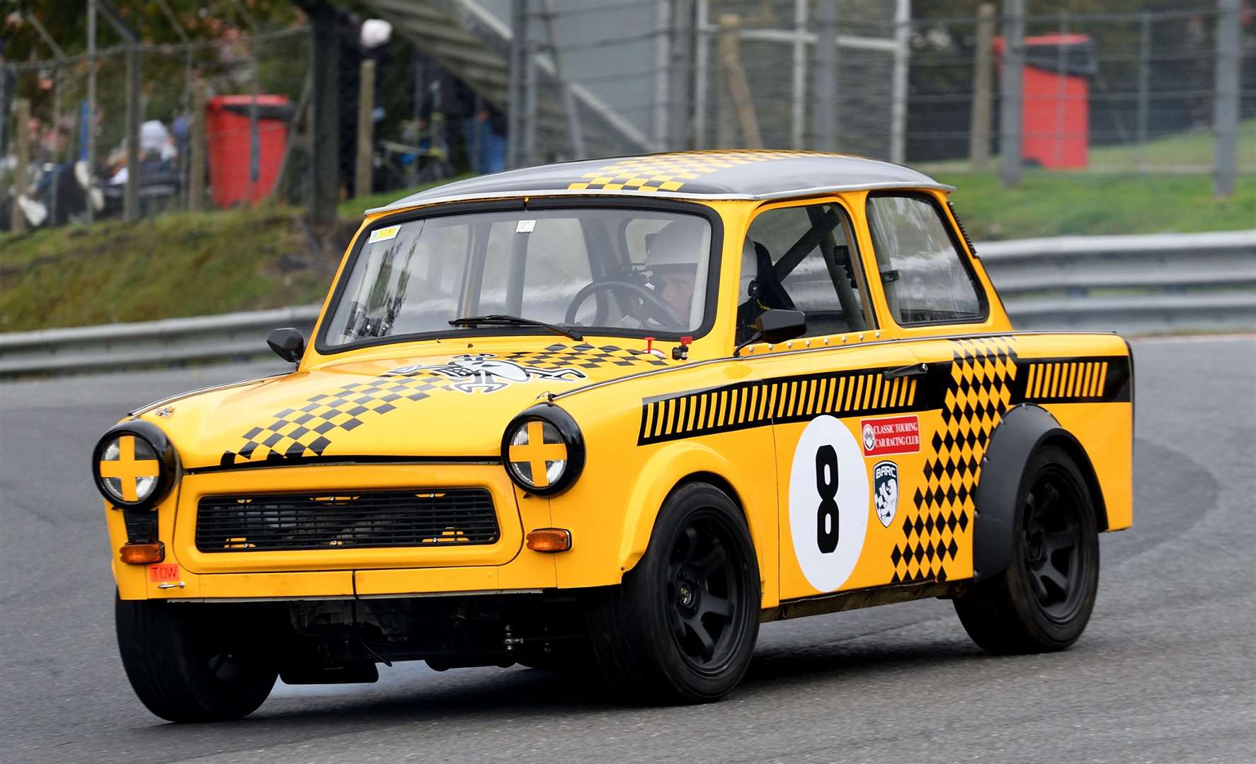 Guy Martin was filming for a new TV show and took part in the Classic Touring Cars, allcomers race, in this 1960s Trabant 600RS. Picture: Simon Hildrew (52936741)