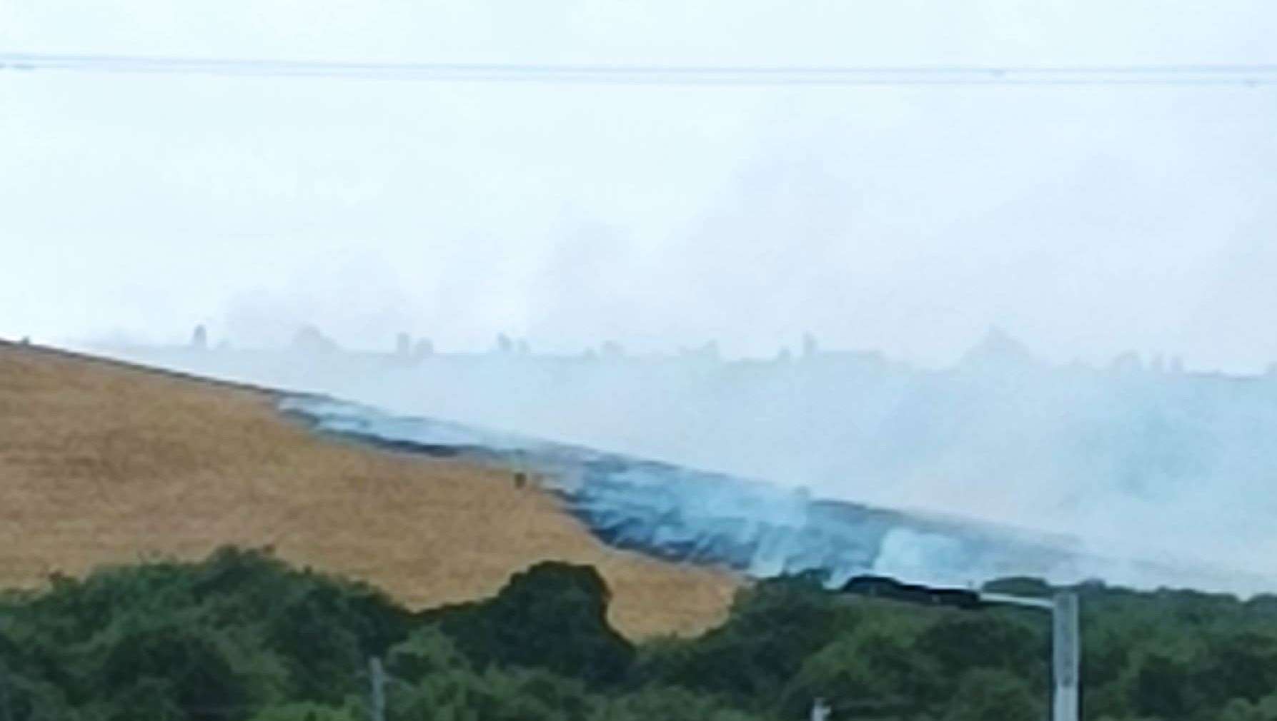 The fire on land off Thames Way in Northfleet. Picture: Carol Mannering
