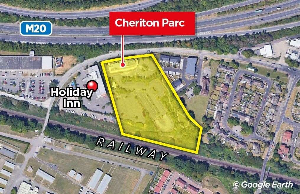 The Cheriton Parc site sits next to the M20