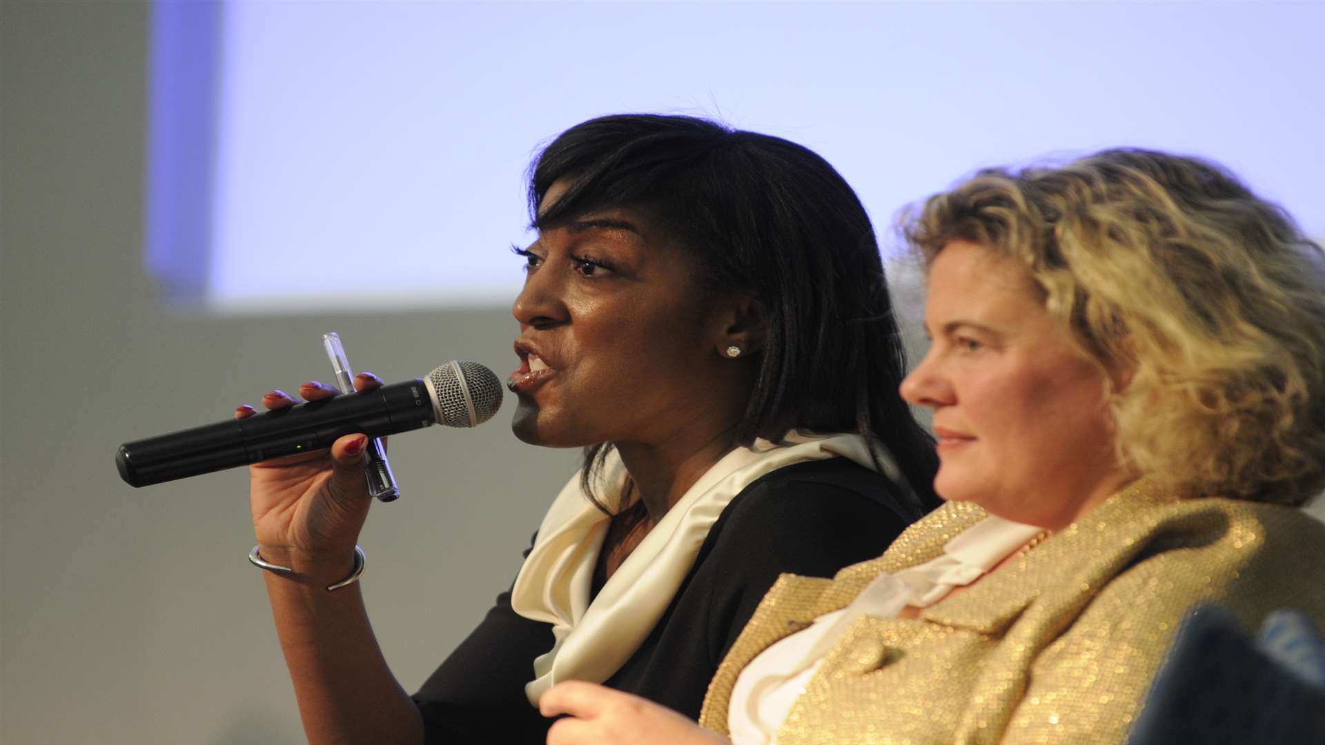 Family barrister Sophia Cannon, left, spoke at the event, pictured next to The Sunday Times editorial director Eleanor Mills