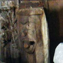The wood head stolen from St Peter and St Paul Church, Newchurch, which an earlier thief claimed was cursed