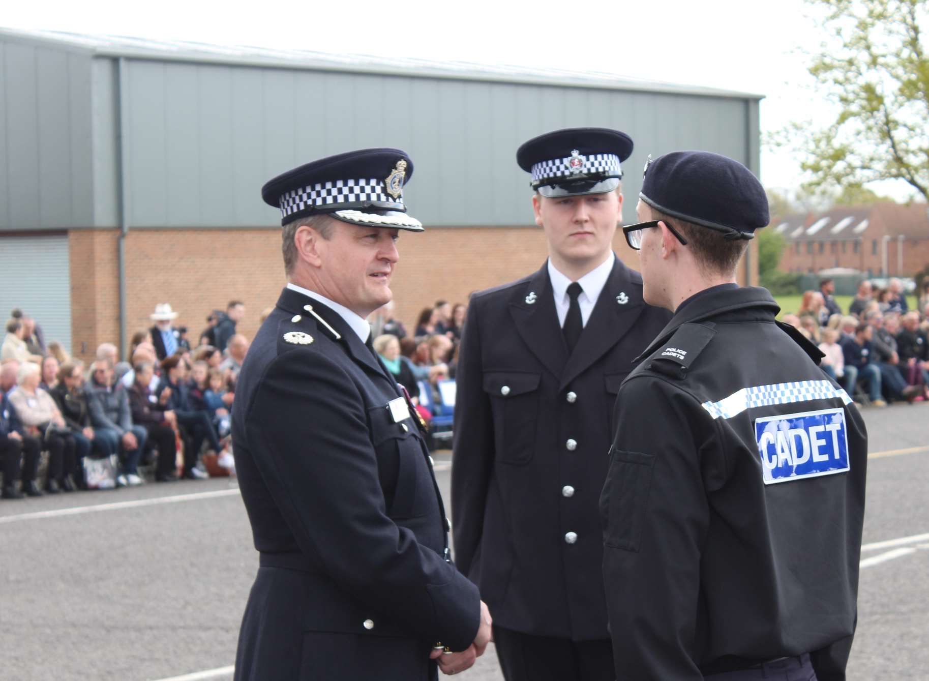 ACC Tony Blaker (left) inspects the new Cadets at their passing out ceremony. Picture: Kent Police