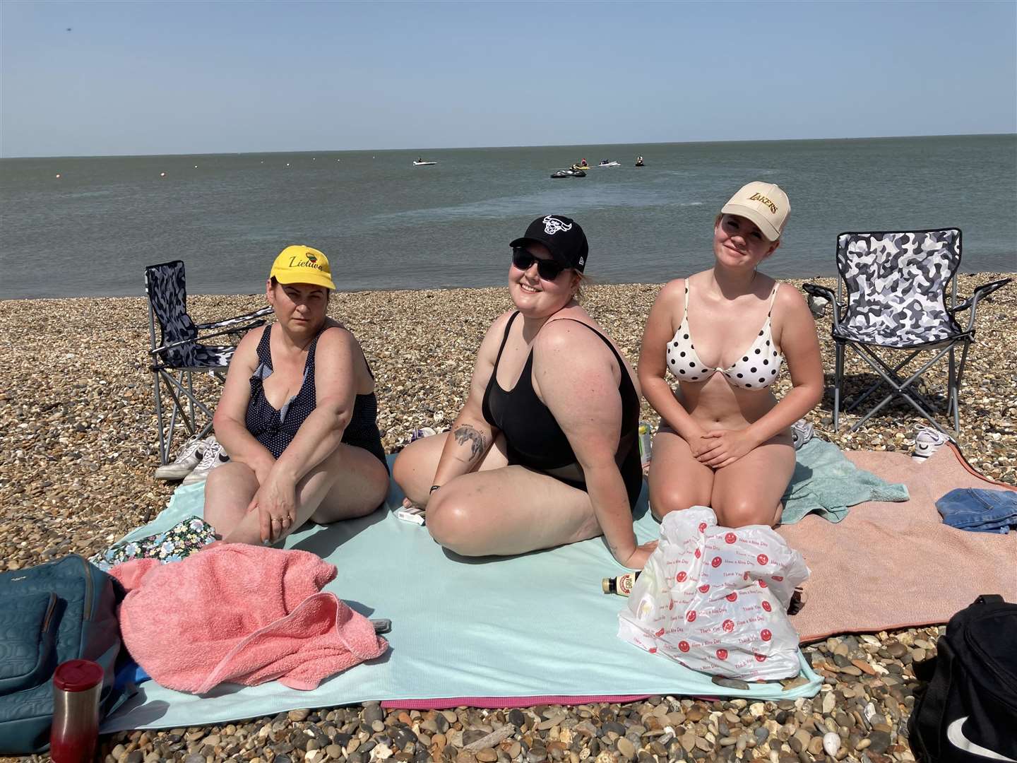 Kent last saw temperatures reach 30C on the hottest day of the year in June, Vilma Bakeviciene, Karoline Bakeviciute and Lurdita Saiaukaite enjoyed the sun at the Isle of Sheppey. Photo: John Nurden