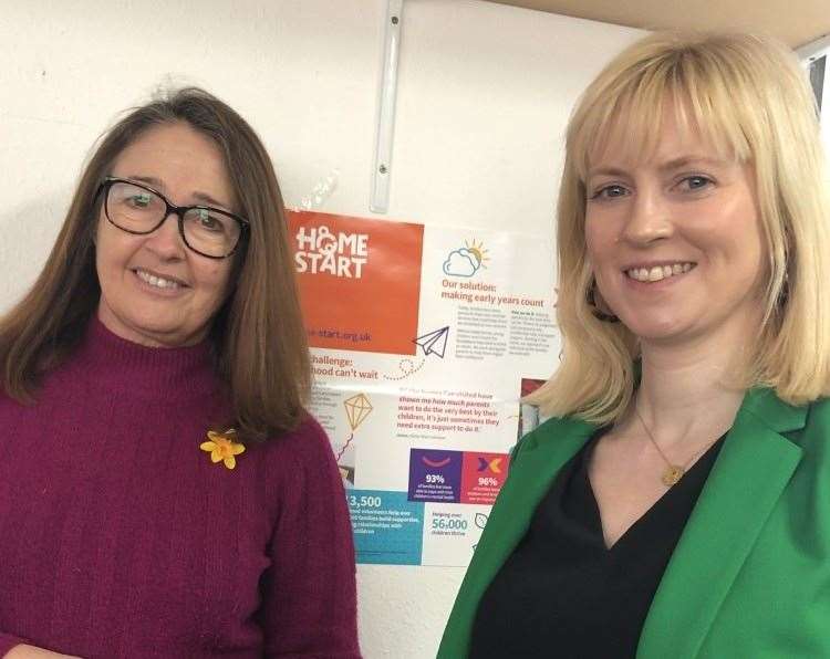Jennie Connolly, senior coordinator at Home-Start Canterbury and Coastal, pictured with MP Rosie Duffield in March. Picture: Suzanne Bold