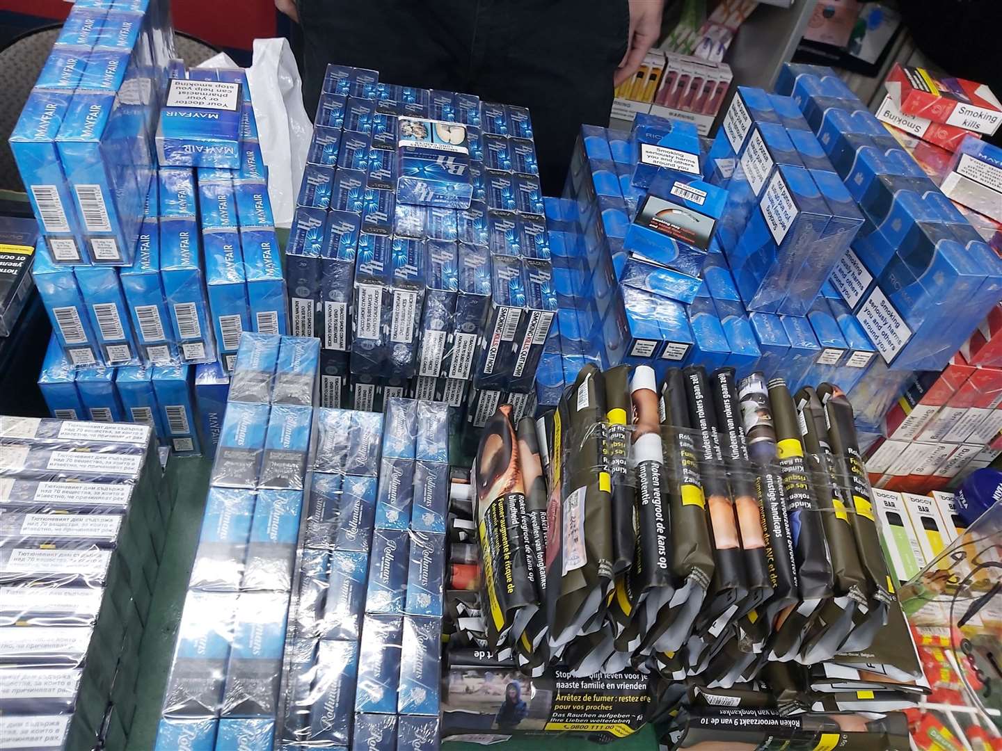 Illegal tobacco and cigarettes were seized from a shop in Maidstone. Picture: Kent Police