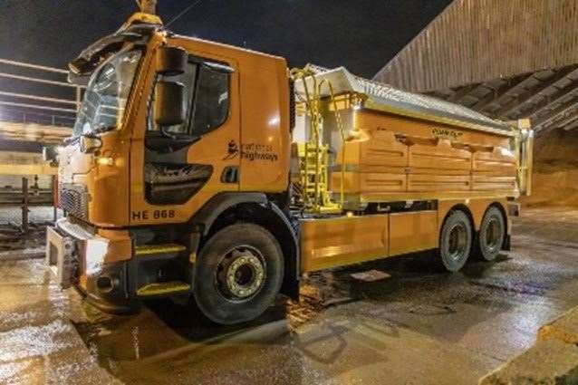 Lorries are out gritting primary routes in Kent. Stock image