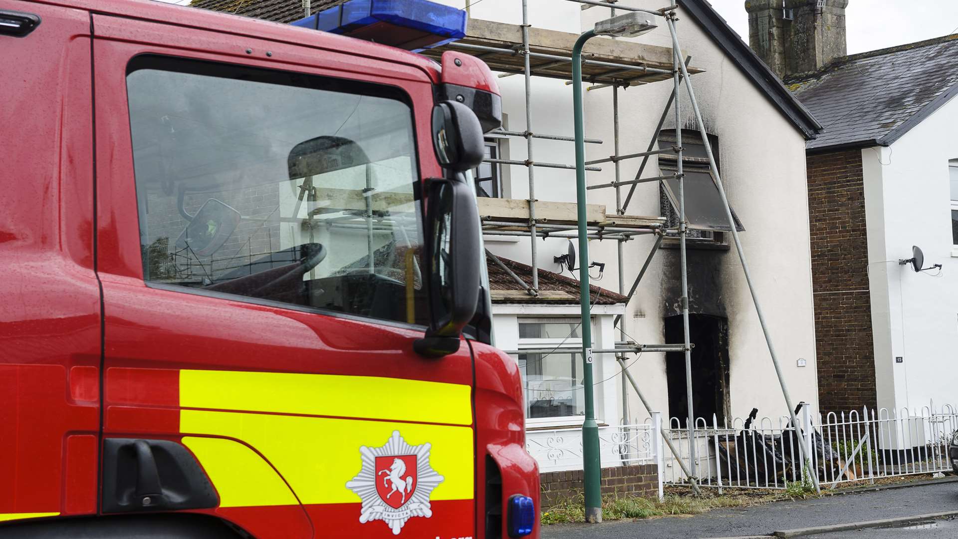 Emergency services at the scene of a house fire in Lucknow Road, Paddock Wood. Picture: Andy Payton