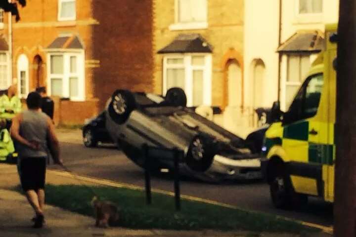 Scene of the crash in Beaconsfield Road, Canterbury