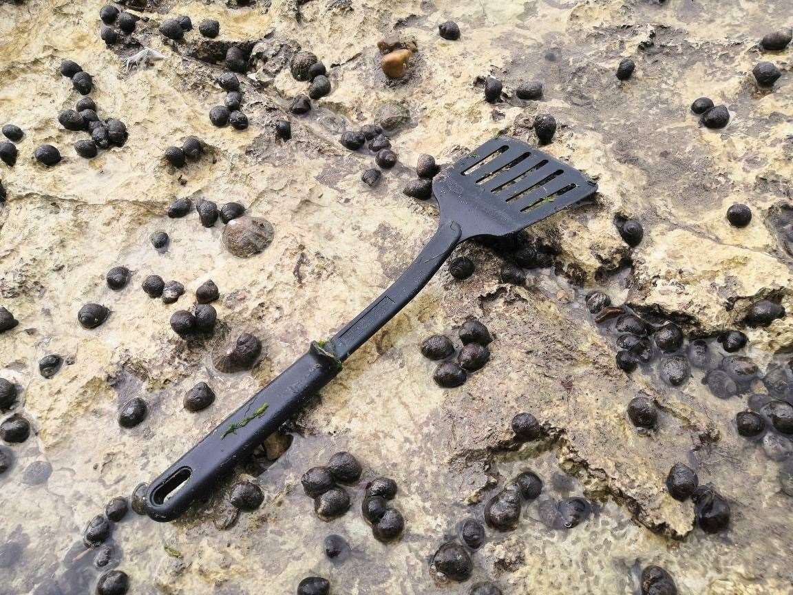A fish slice at the scene of illegal shellfish harvesting in Ramsgate. Picture: Wildlife Conservation in Thanet