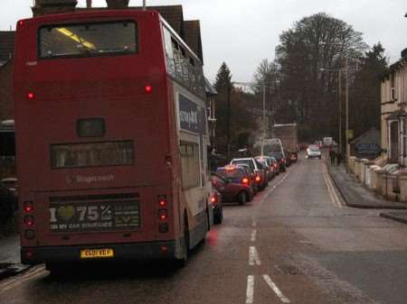 Traffic delays in Ashford's North Street this morning