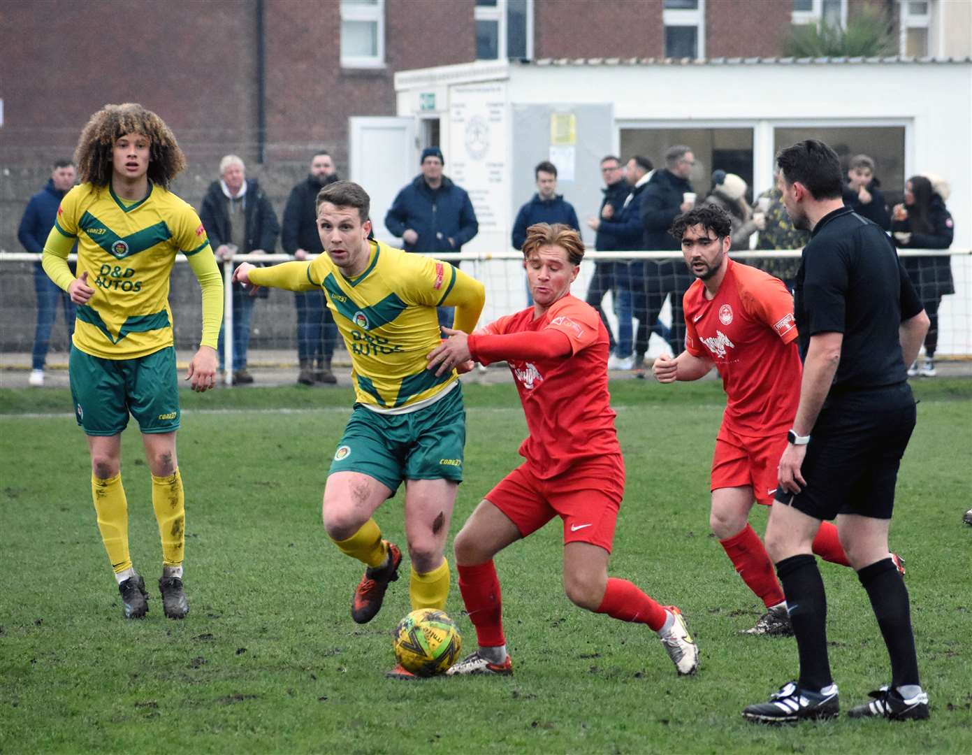 Action from Hythe's derby defeat by Ashford Picture: Randolph File