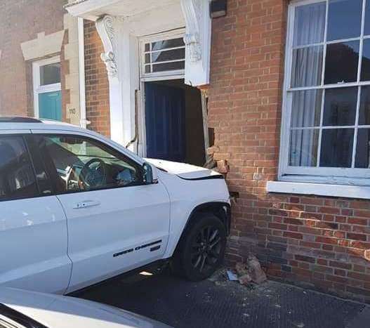 The car crashed in to the home a few doors down from Five Pointed Star pub. Picture: Zoe Francis
