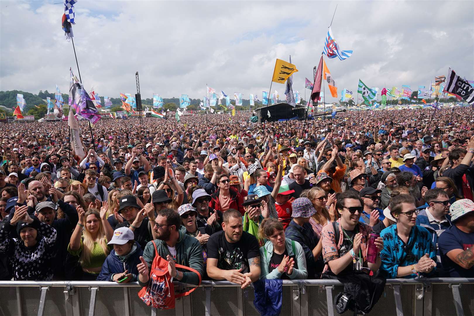Crowds watch The Libertines on the Other Stage at Glastonbury on Friday (Yui Mok/PA)