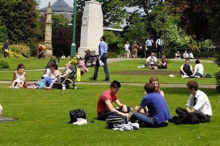 People flocked to Brenchley Gardens to make the most of the sunshine