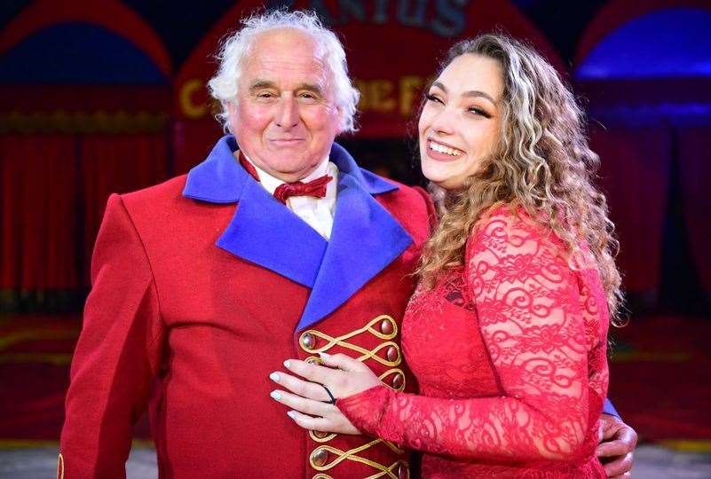 Ringmaster Ernest Santus with Ruby Santus. Picture: Andrew Payne