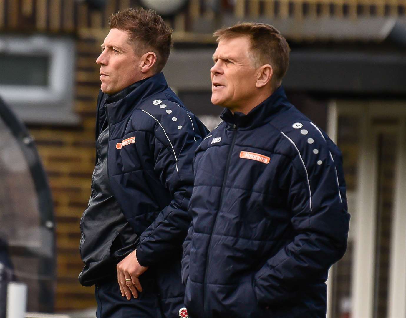 Dover Athletic assistant boss Nicky Southall with manager Andy Hessenthaler. Picture: Alan Langley