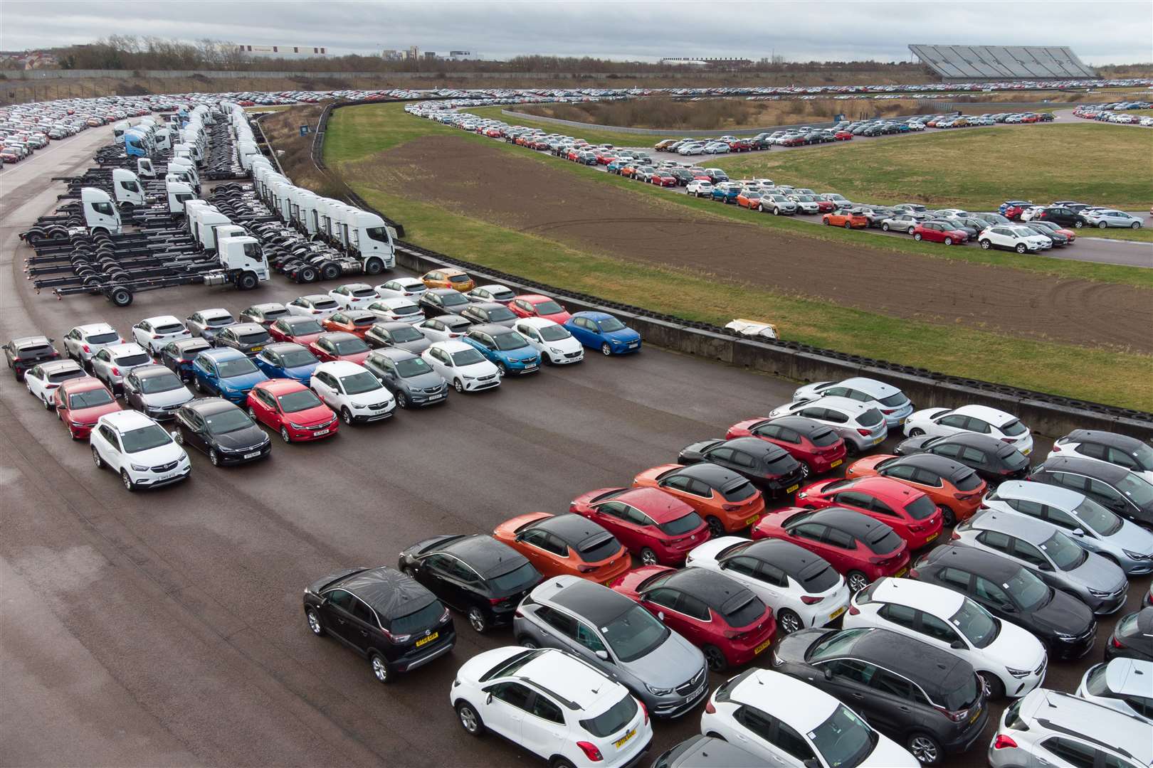 Vehicles including trucks and HGV cabs are also stored on the site near Corby in Northamptonshire (Joe Giddens/PA)