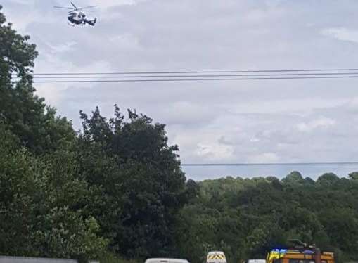 The air ambulance has been spotted in the area. Picture: Dan Whitcher on Facebook.