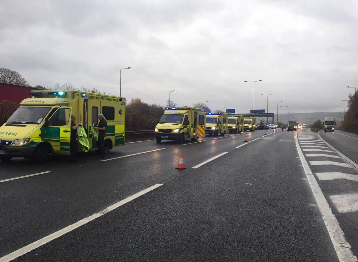 Several ambulances were called to the crash. Picture: Kent Police RPU