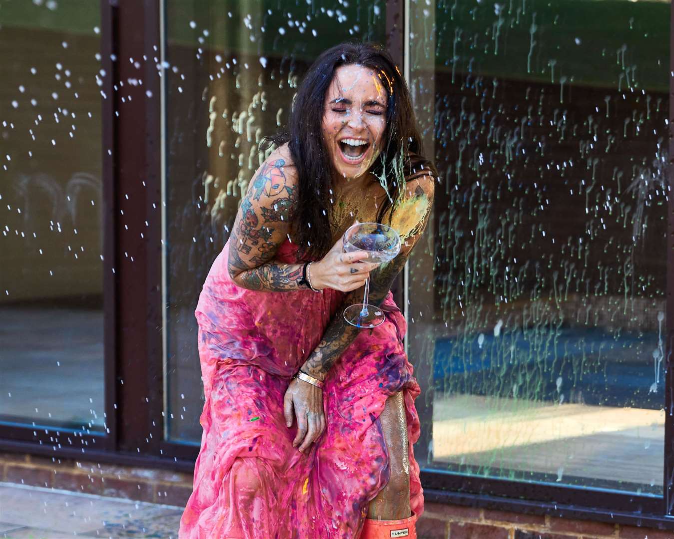 Anna O'Neill celebrated her divorce with a paint fight with her friends. Picture: Ian Lim, www.milianeyes.com