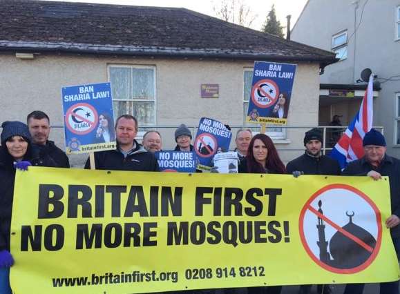 Britain First campaigners outside Maidstone's mosque
