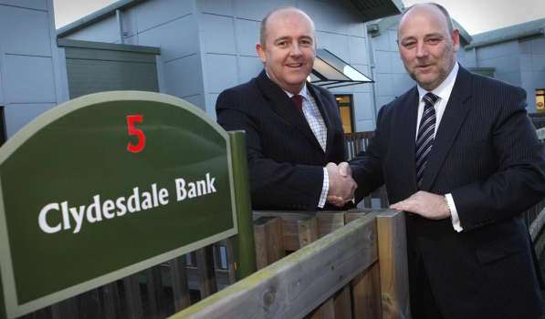 Paul Sanders, left, welcomes David Forge as chairman of Clydesale Bank. Picture: ANDREW METCALF
