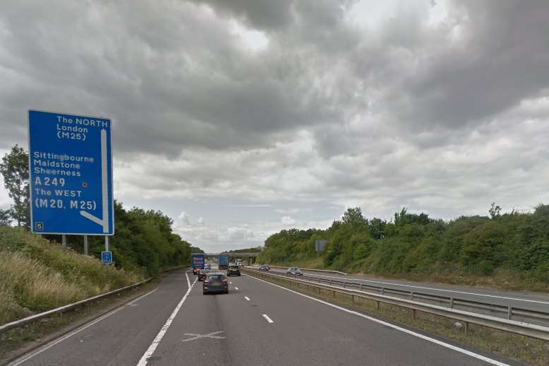 The accident occured on the London bound carriageway of the M2. Picture: Google Streetview