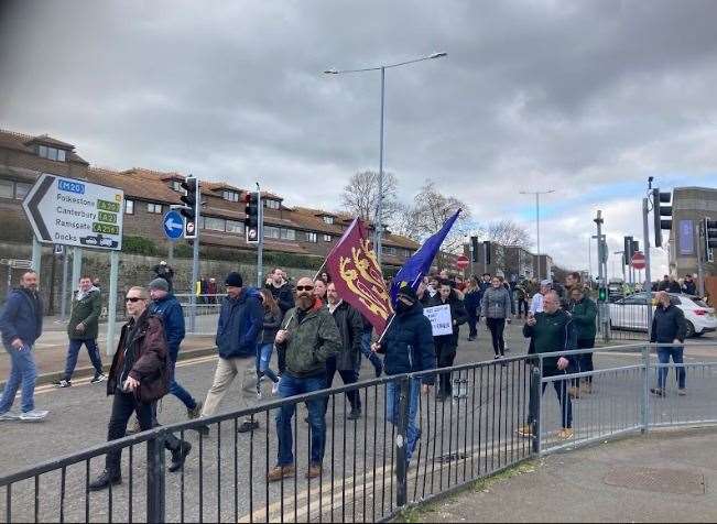 Chants of 'stop the invasion' have been heard during the march in Dover